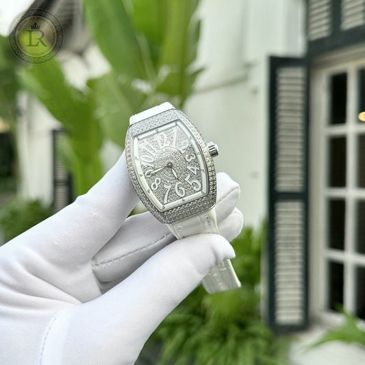 Franck Muller Cintrée Curvex Édition Blanche Sertie de Diamants