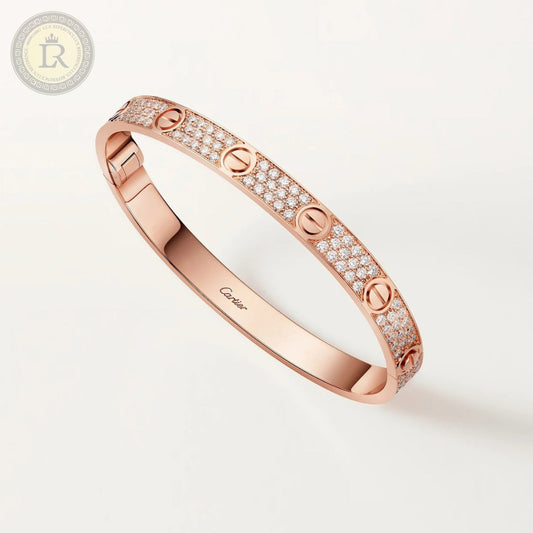 Bracelet Cartier LOVE pavé, Or rose, diamants
