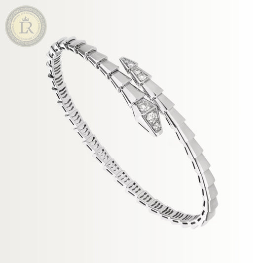 Bracelet Bvlgari Serpenti Viper, Semi diamonds, or blanc