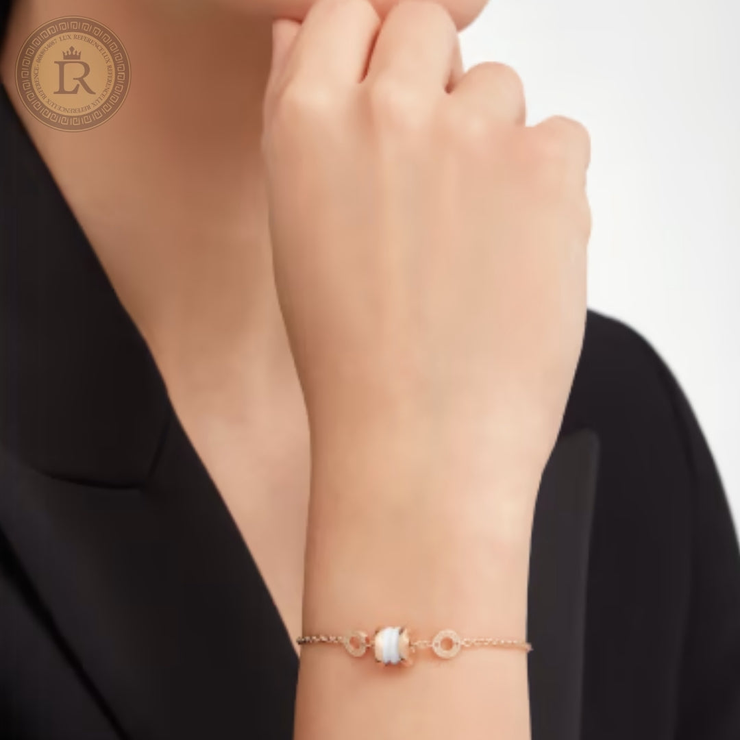 Gourmette Bvlgari Save The Children, or rose, céramique blanche