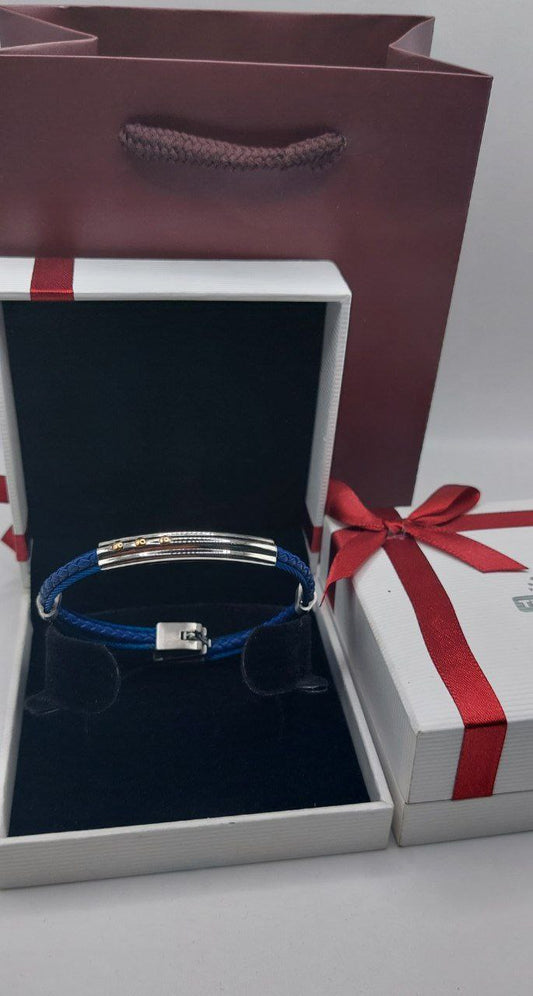 Bracelet homme cuir/câble acie