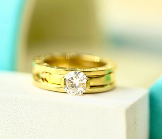 Bague femme acier doré BVLGARI mariage