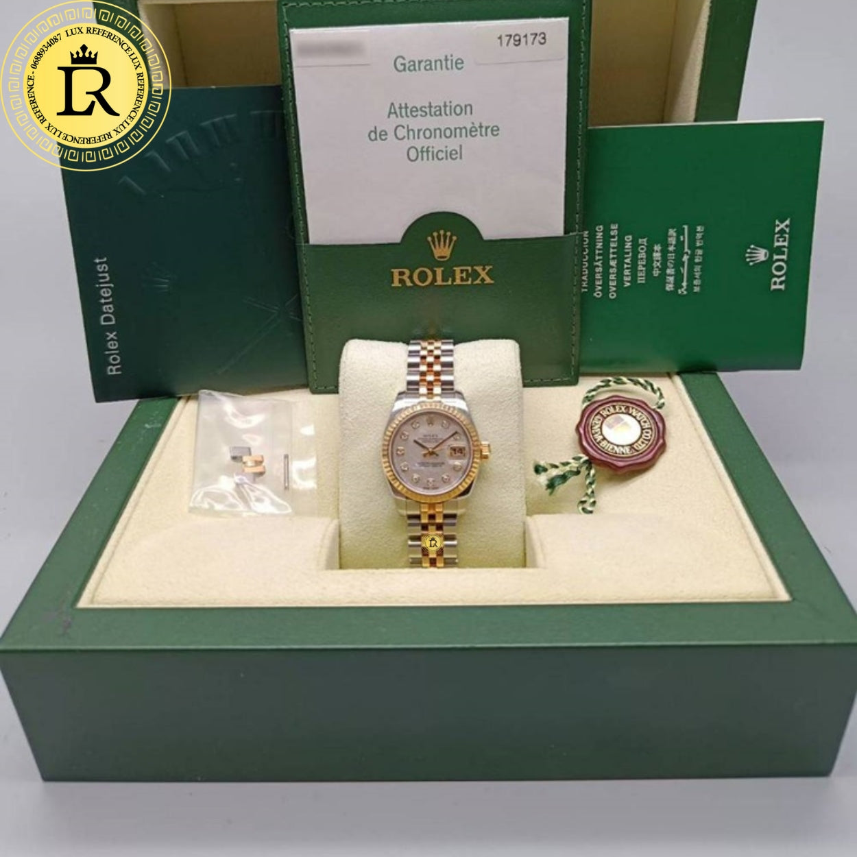 Rolex Lady-Datejust 26mm Gold & Steel MOP Diamond Dial Ref.179173