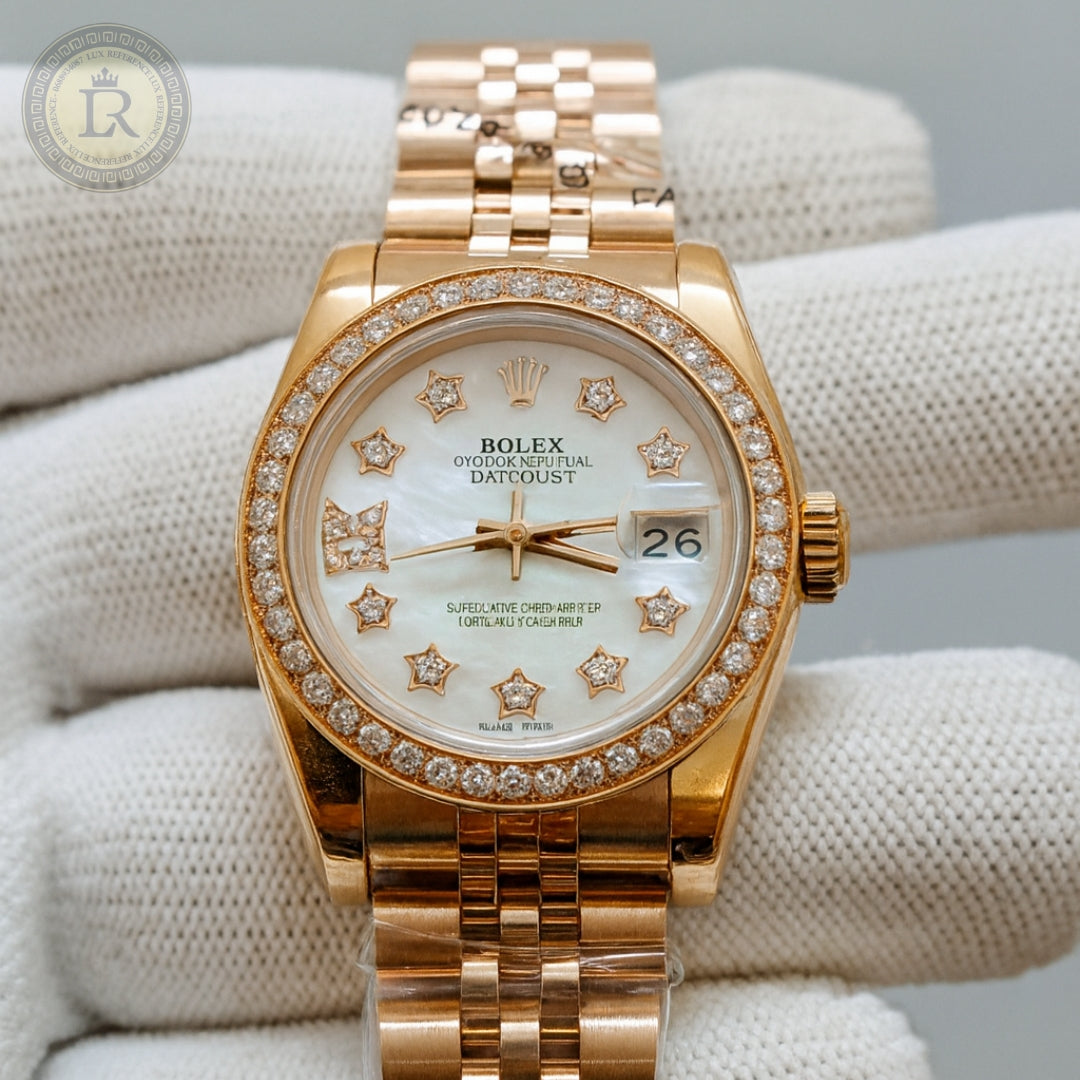 Rolex Lady-Datejust, Nacre Blanch, serti de diamants, or everose et diamants