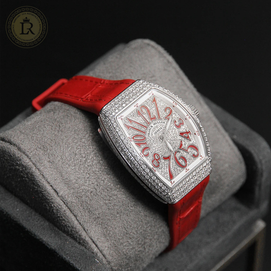 Franck Muller Cintrée Curvex Édition Rouge Sertie de Diamants