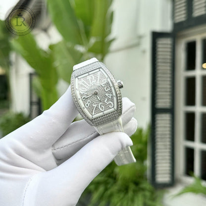 Franck Muller Cintrée Curvex Édition Blanche Sertie de Diamants