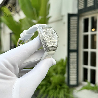 Franck Muller Cintrée Curvex Édition Blanche Sertie de Diamants