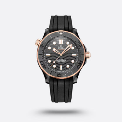 Omega Seamaster Diver 210.62.44.20.01.001 Black Ceramic 18K Rose Gold Box Paper