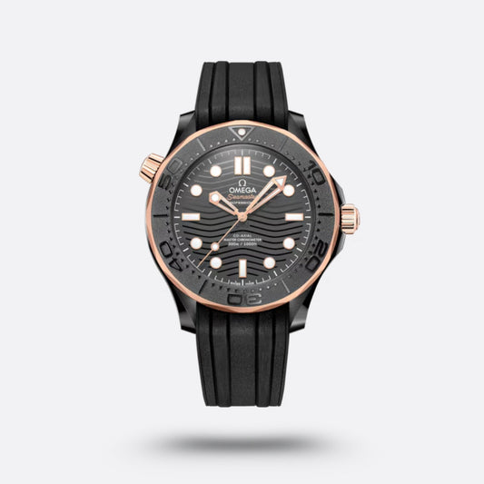 Omega Seamaster Diver 210.62.44.20.01.001 Black Ceramic 18K Rose Gold Box Paper