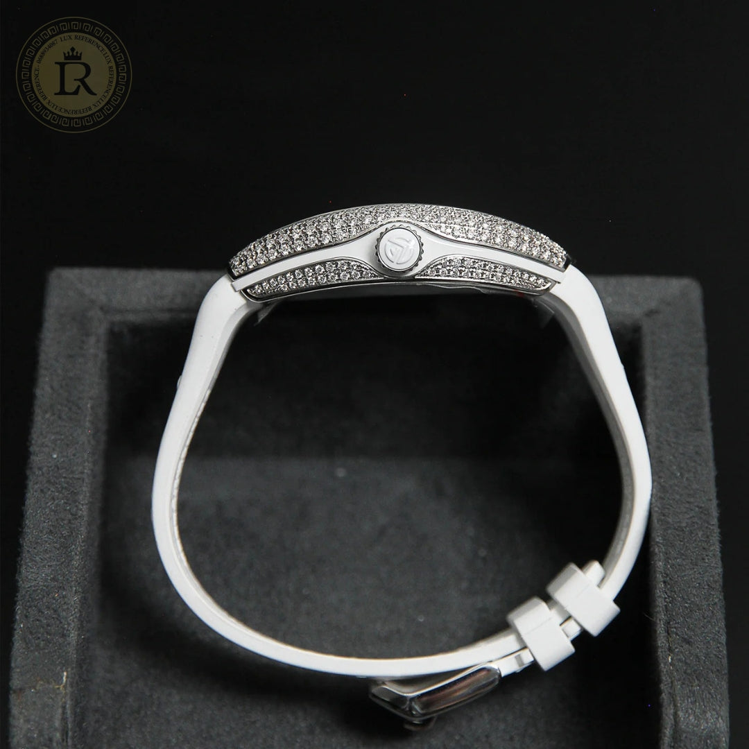 Franck Muller Cintrée Curvex Rêves en Couleurs Édition Full Diamants Blanche