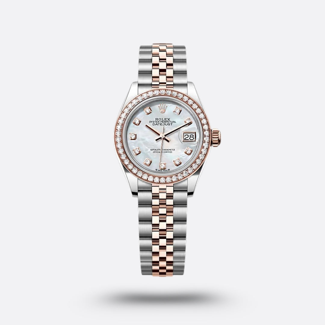 Rolex Lady-Datejust, Nacre Blanche, serti de diamants, or everose et diamants