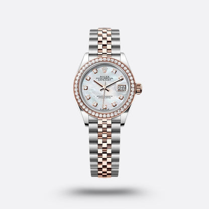 Rolex Lady-Datejust, Nacre Blanche, serti de diamants, or everose et diamants