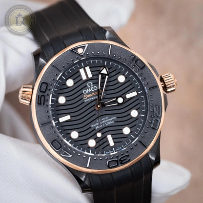 Omega Seamaster Diver 210.62.44.20.01.001 Black Ceramic 18K Rose Gold Box Paper