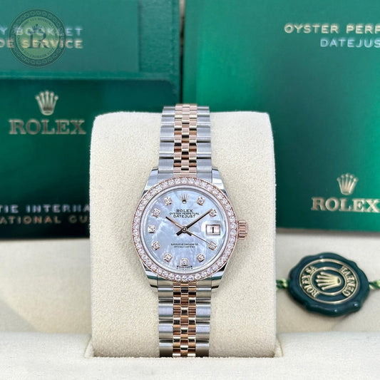 Rolex Lady-Datejust, Nacre Blanche, serti de diamants, or everose et diamants