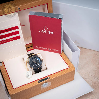 Omega Seamaster Diver 210.62.44.20.01.001 Black Ceramic 18K Rose Gold Box Paper