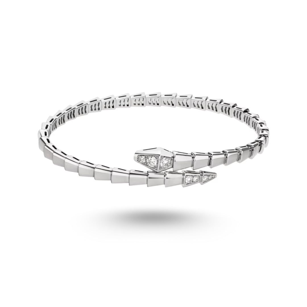 Bracelet Bvlgari Serpenti Viper, Semi diamonds, or blanc