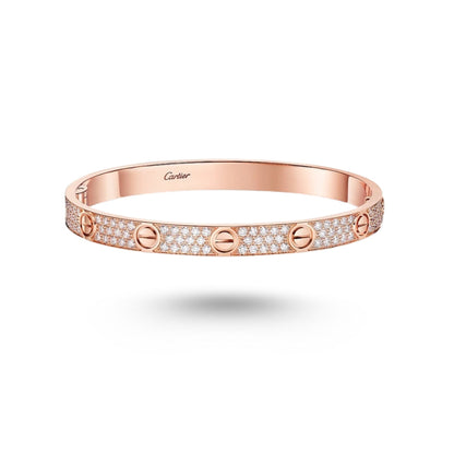 Bracelet Cartier LOVE pavé, Or rose, diamants