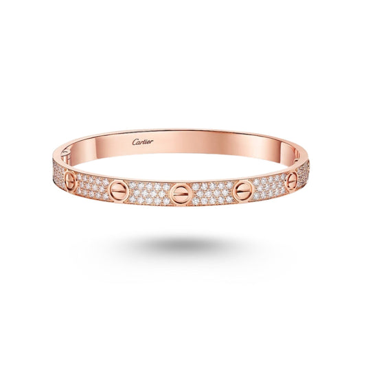 Bracelet Cartier LOVE pavé, Or rose, diamants