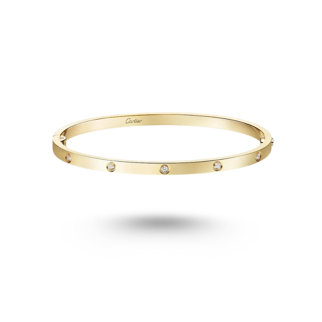 Bracelet Cartier LOVE, petit modele or jaune, diamants