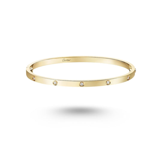 Bracelet Cartier LOVE, petit modele or jaune, diamants