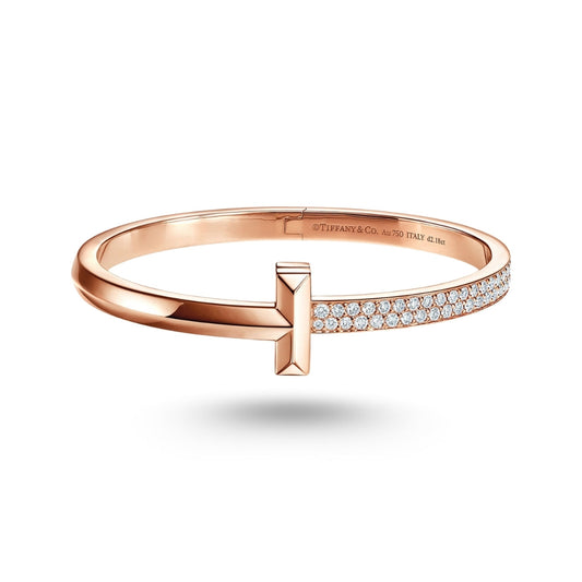Bracelet Tiffany T orné de diamants en or rose