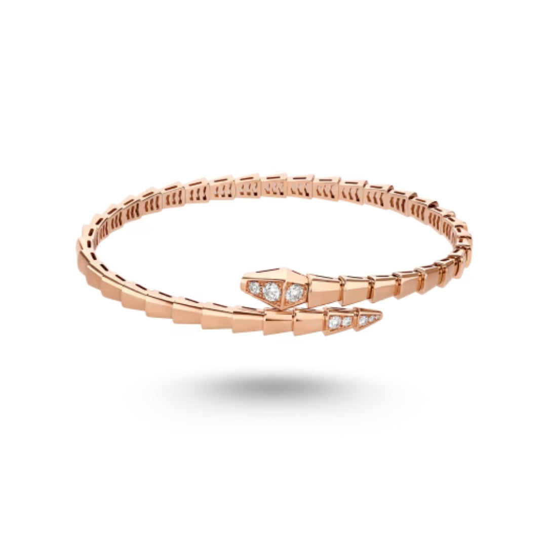 Bracelet Bvlgari Serpenti Viper, Semi diamonds, or rose