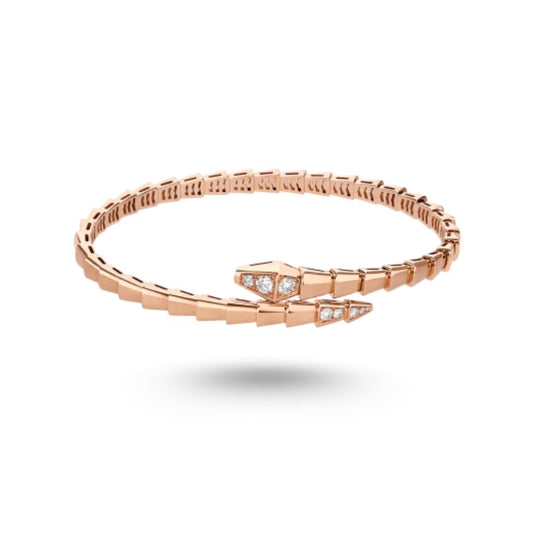 Bracelet Bvlgari Serpenti Viper, Semi diamonds, or rose