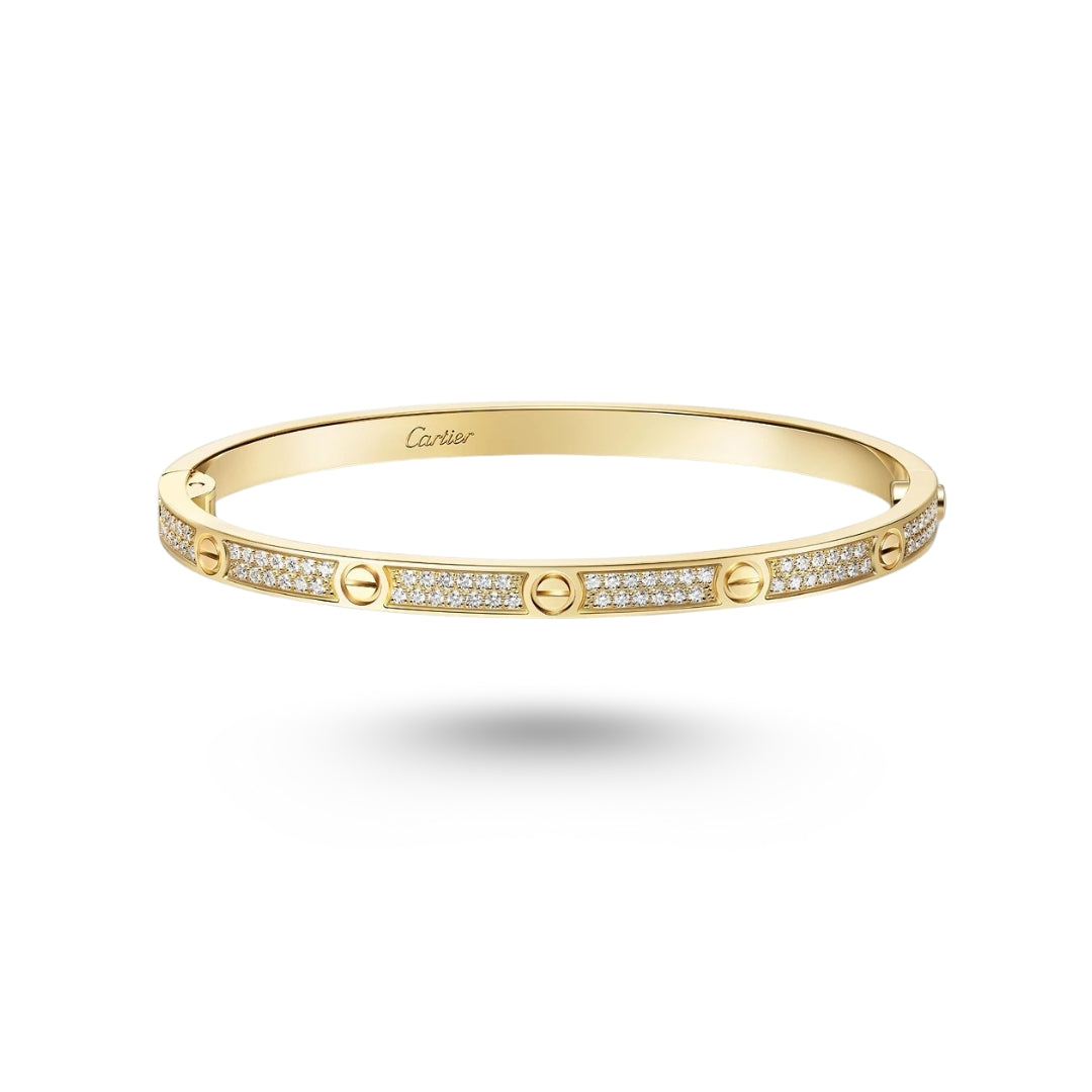 Bracelet LOVE, petit modèle, pavé, or jaune