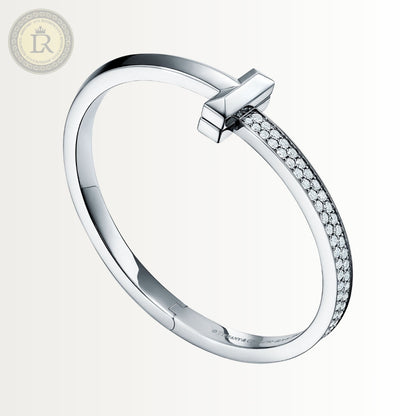 Bracelet Tiffany T orné de diamants en or blanc