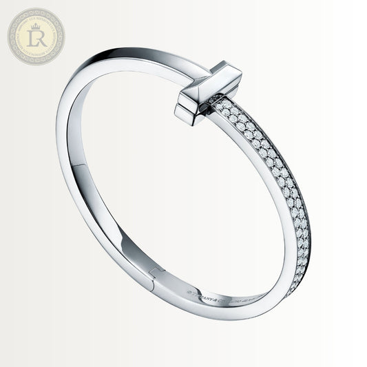 Bracelet Tiffany T orné de diamants en or blanc