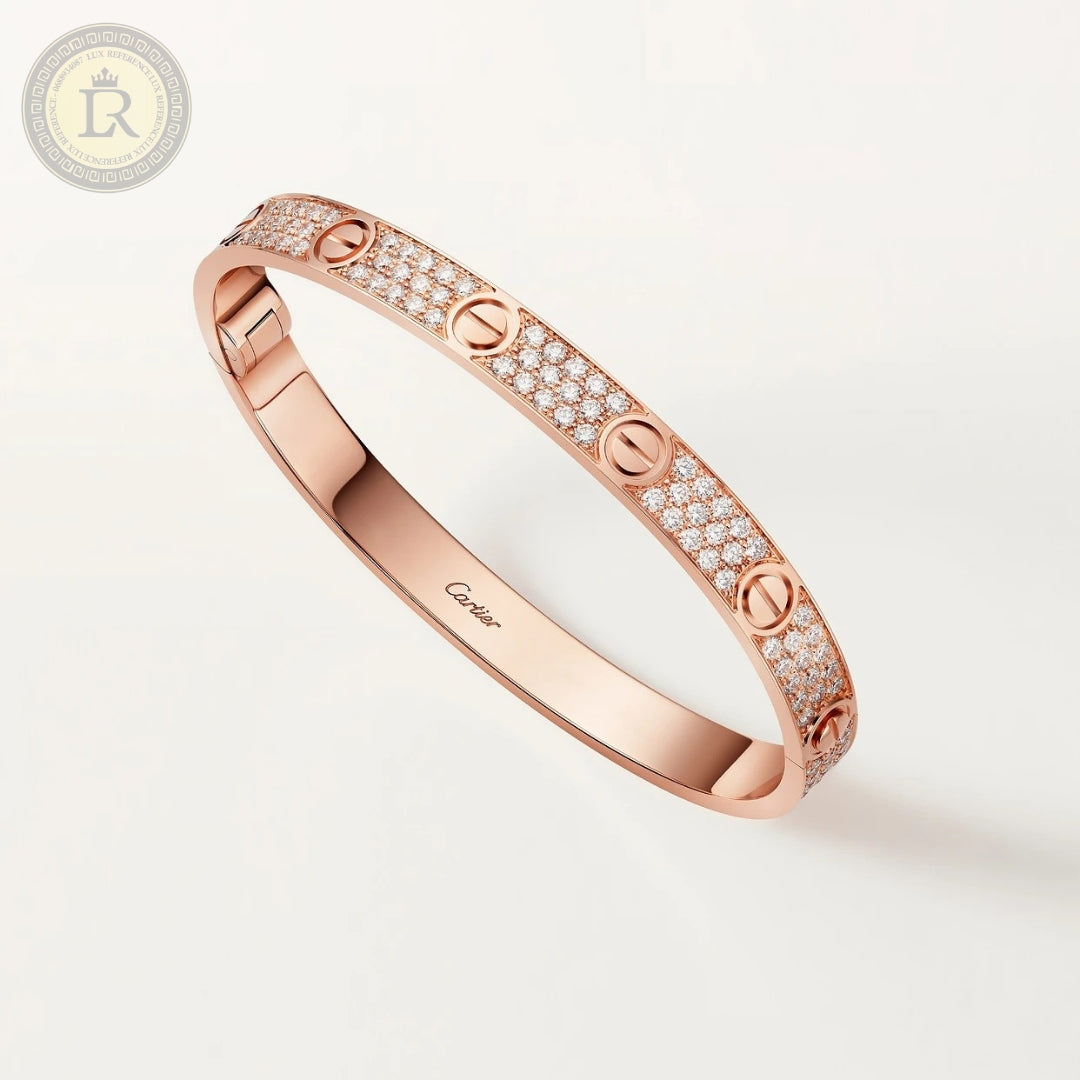 Bracelet Cartier LOVE pavé, Or rose, diamants