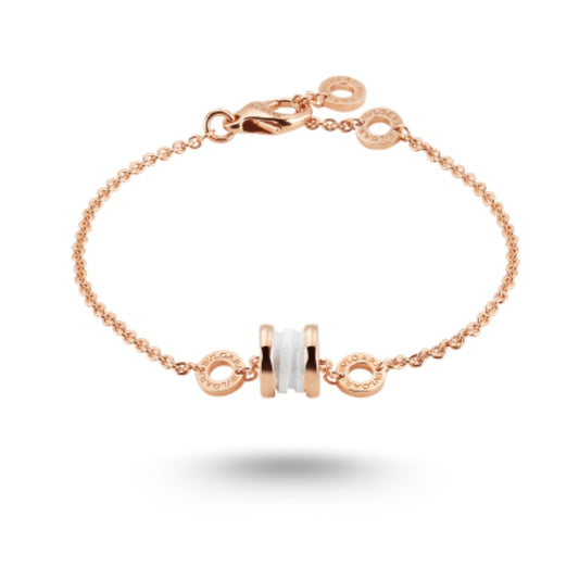 Gourmette Bvlgari Save The Children, or rose, céramique blanche