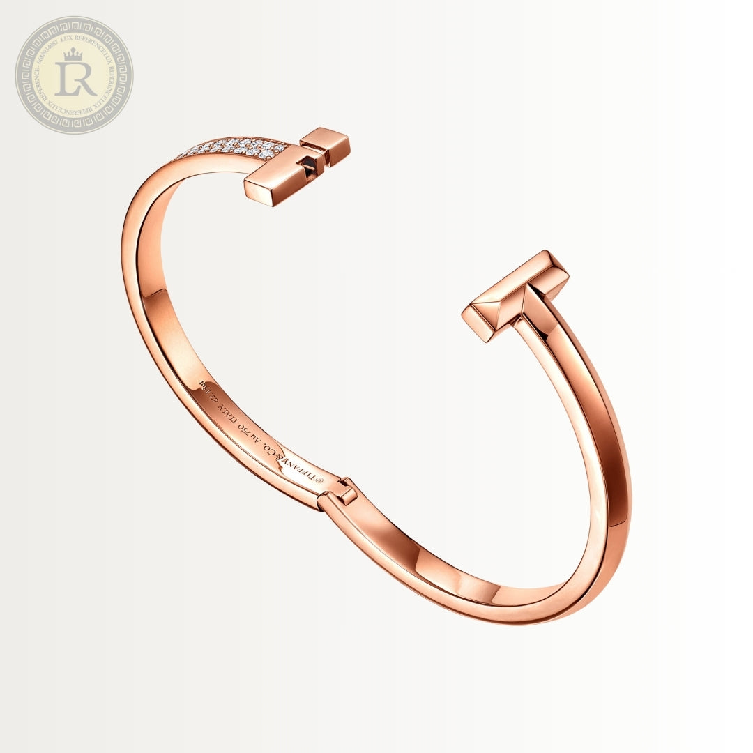 Bracelet Tiffany T orné de diamants en or rose