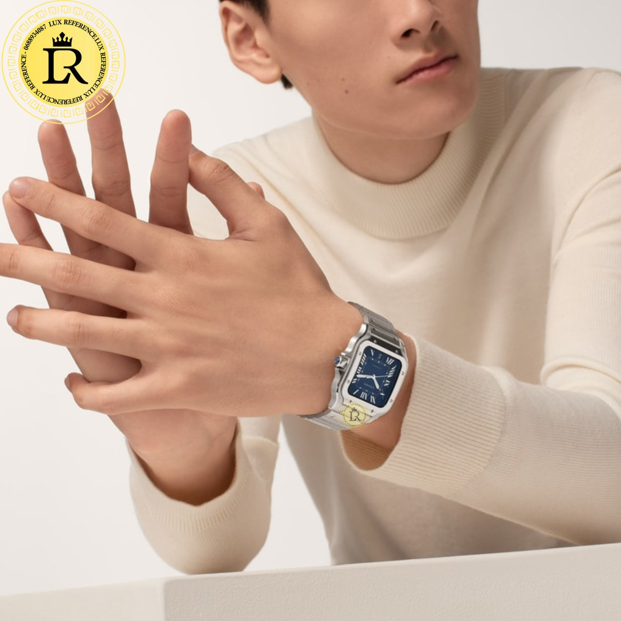 Montre Santos de Cartier bleu