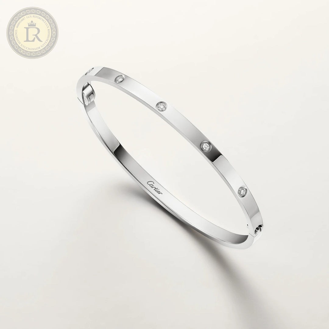 Bracelet Cartier LOVE, petit modele or gris, diamants