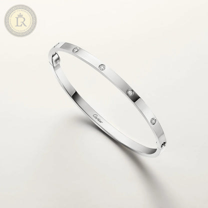 Bracelet Cartier LOVE, petit modele or gris, diamants