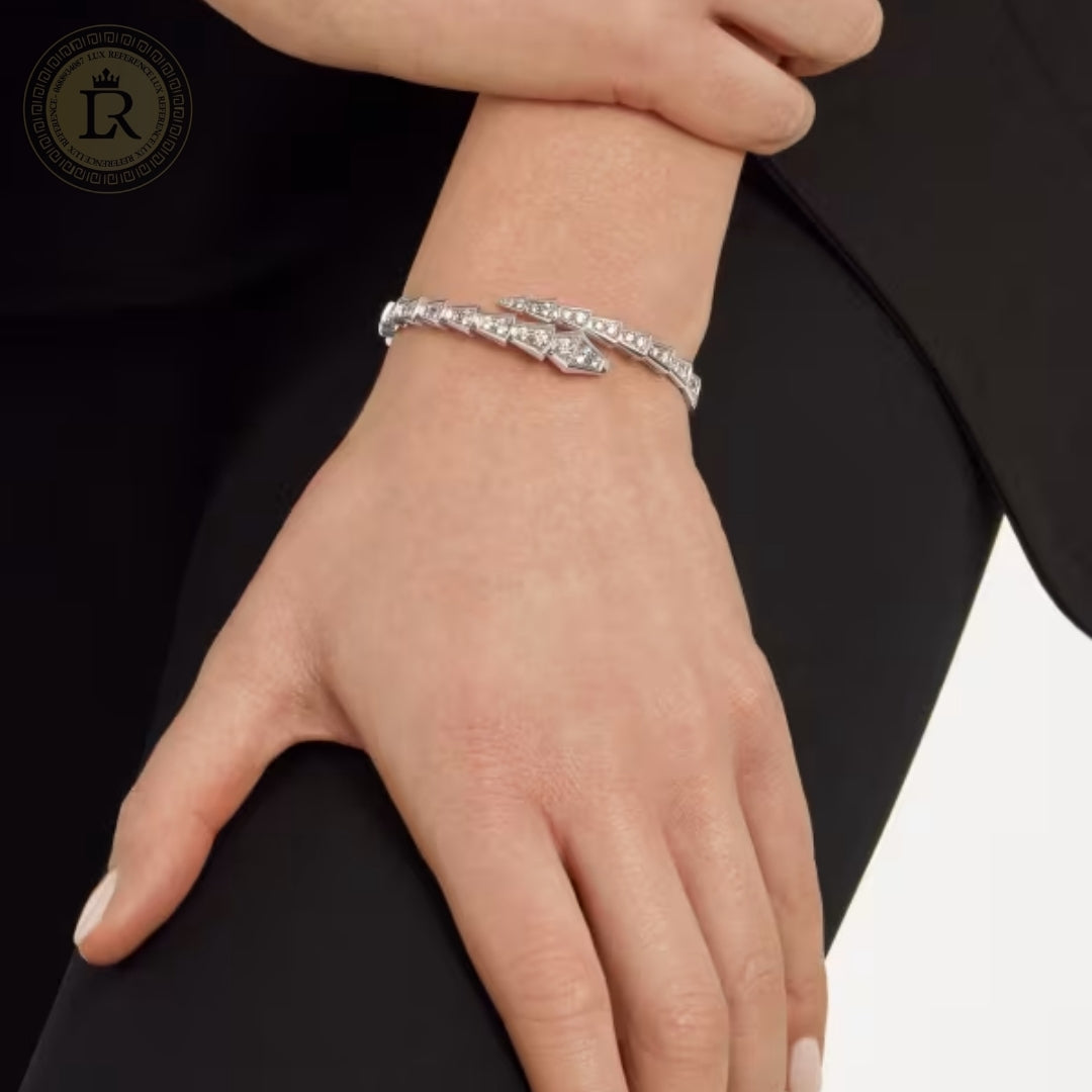 Bracelet Bvlgari Serpenti Viper Diamonds, or blanc
