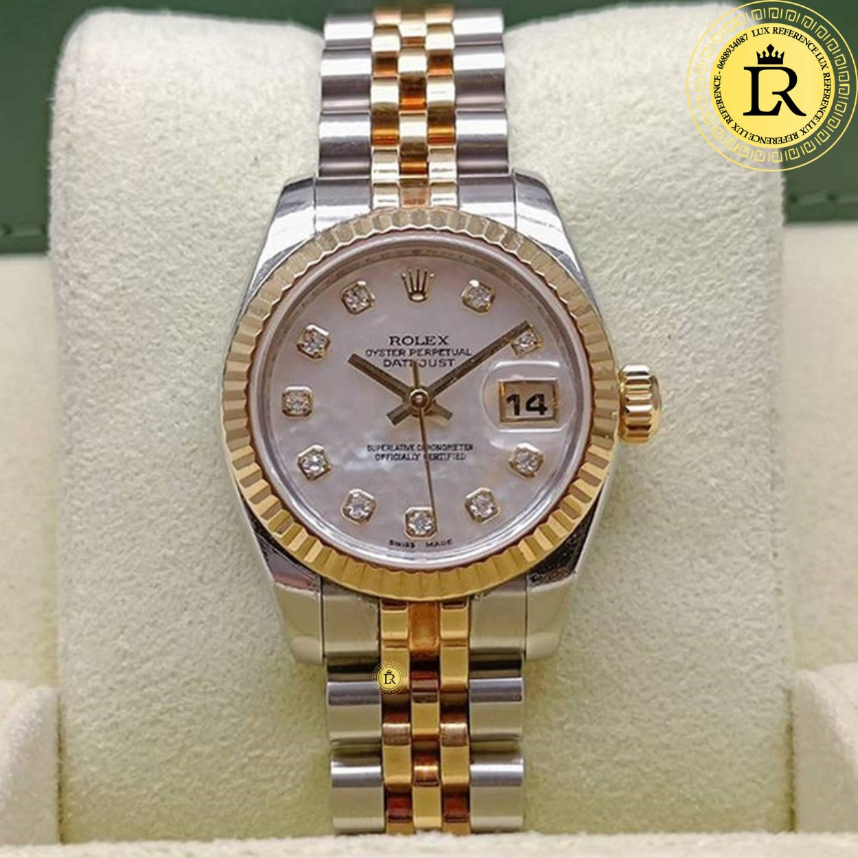 Rolex Lady-Datejust 26mm Gold & Steel MOP Diamond Dial Ref.179173