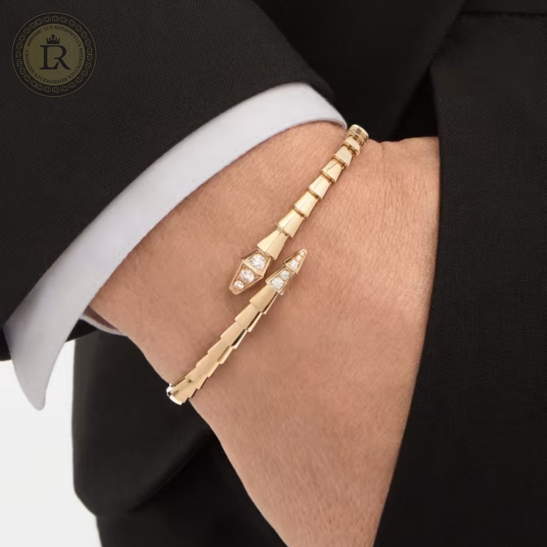 Bracelet Bvlgari Serpenti Viper, Semi diamonds, or jaune