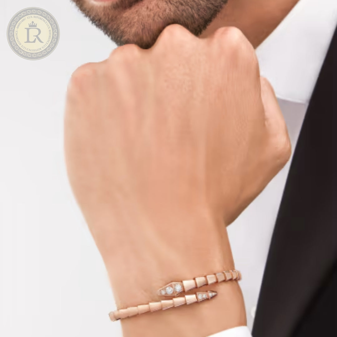 Bracelet Bvlgari Serpenti Viper, Semi diamonds, or rose