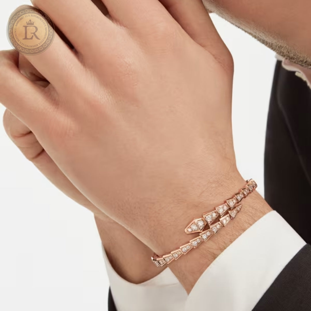 Bracelet Bvlgari Serpenti Viper Diamonds, or rose