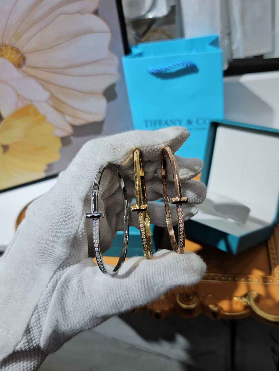 Bracelet femme acier Tiffany & Co strass