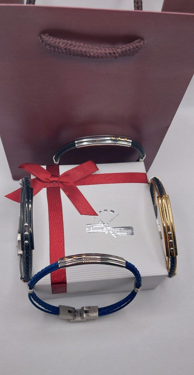 Bracelet homme cuir/câble acie