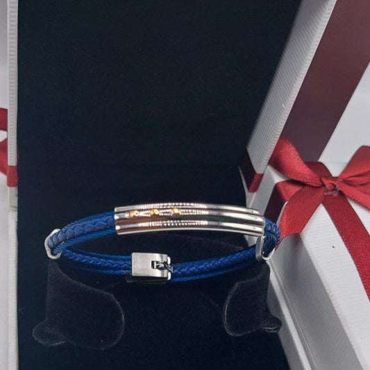 Bracelet homme cuir/câble acie