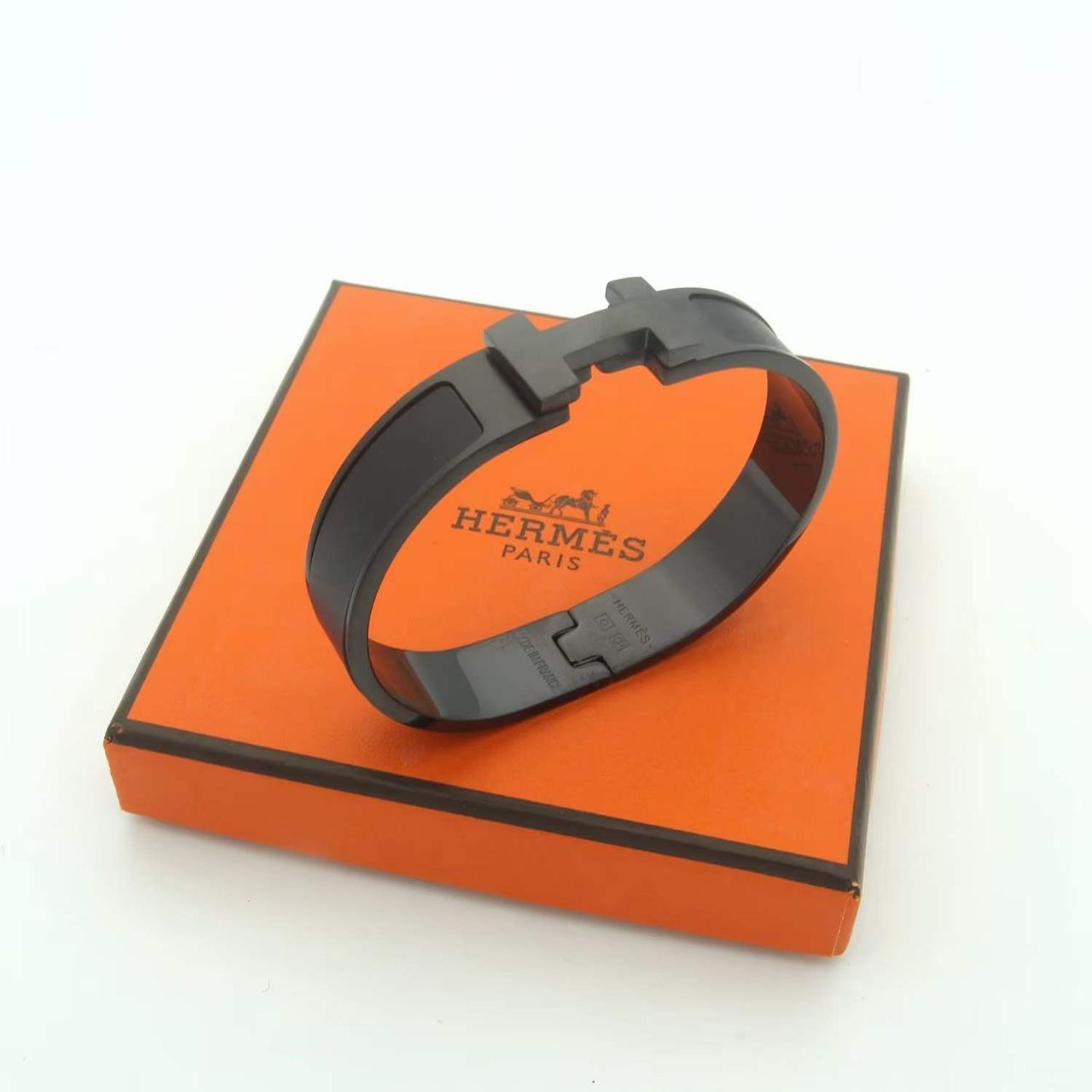 Bracelet homme acier noir HERMÉS CLIC H