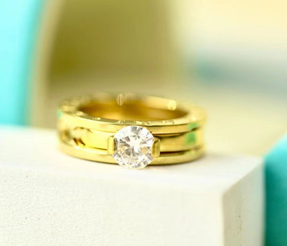 Bague femme acier doré BVLGARI mariage