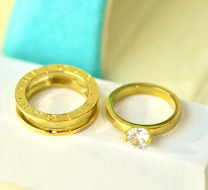 Bague femme acier doré BVLGARI mariage