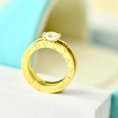 Bague femme acier doré BVLGARI mariage