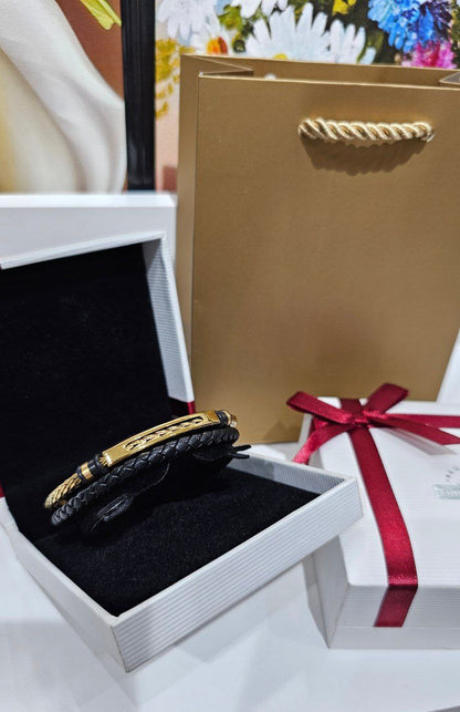 Bracelet homme cuir/ acier