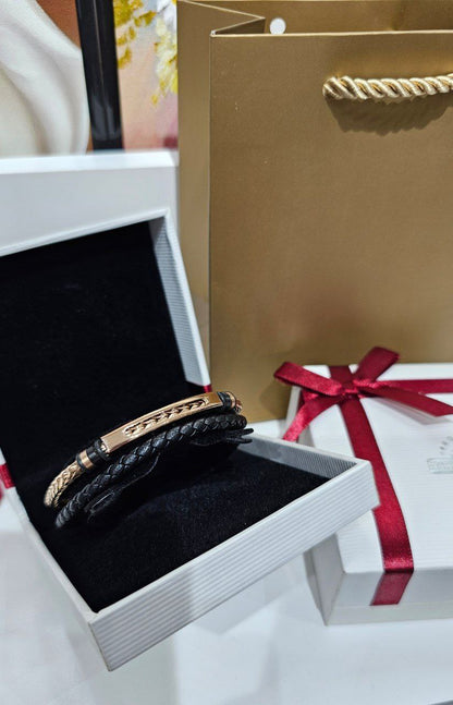 Bracelet homme cuir/ acier